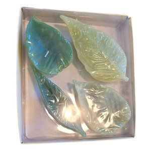 Pottery Barn Leaf Candles Set Lot of 4 Green NIB DH769